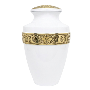 Urna Funeraria de Latón para Adultos con Banda Grabada en Oro y Acabado en Color Rojo, Urnas Conmemorativas Duraderas para Adultos, Artículos Funerarios Metálicos - Product Image 6