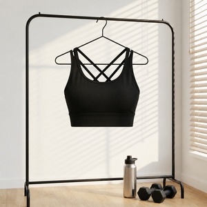 Soutien-gorge de sport sans manches, soutien-gorge de sport toutes saisons, soutien-gorge d'entraînement fitness, crop top de gym, crop top sans couture, soutien-gorge de sport noir - Product Image 1