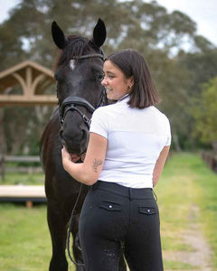Camiseta de equitación profesional para mujer, manga corta, ligera, transpirable, para deportes ecuestres, personalizable. - Product Image 3