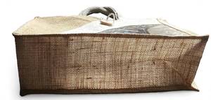 Jute Tote Gift Shopping <b>Bag</b> Clear Window Rope Handle Button Closure <b>Medium</b> <b>Size</b> for Retail Boutique Packaging - Product Image 2