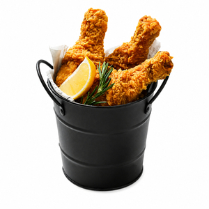 Galvanized Serving Tub Wholesale Mini Stainless Steel Metal Food Basket Handles Fried Chicken Fast Food Snack Bucket - Product Image 4