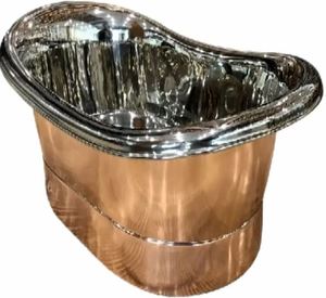 Bañera independiente de cobre japonés, bañera ovalada de cobre antiguo, bañera de metal hecha a mano para baño - Product Image 2