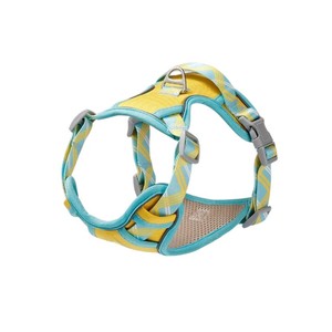 Adjustable Plaid Nylon <b>Dog</b> Harness Teal Yellow Medium Size Buckle Closure Fashion Style for <b>Dogs</b> - Product Image 1