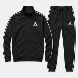 Ascend Unisex Tracksuit Set Solid Color Full Sleeve Zipper Front Sporty Autumn Wear Breathable Regular Fit <b>Jogging</b> <b>Suit</b> - Product Image 1