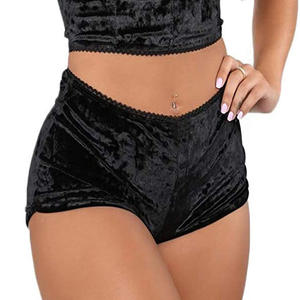 Breathable Black Color Skin Fit Yoga Velour Short Sexy Elastic Waist Partywear Velour Shorts For Womens Custom Manufacturer Made - Product Image 1