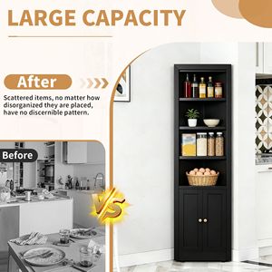 Gabinete de Almacenamiento Esquinero de 71 Pulgadas de Alto con 2 Puertas y 5 Estantes Ajustables, Gabinete de Cocina Metálico Independiente - Product Image 4