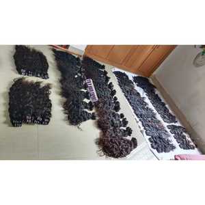 TRP 100% Natural Remy Wavy Black Virgin Indian Temple Hair <b>Extensions</b> High Quality Weaving <b>Braiding</b> Machine Double Weft Perm - Product Image 1