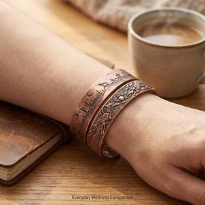 Hand wear copper magnetic bracelet new vintage etching design unisex luxury indian crafted - Product Image 6
