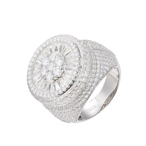 925 Sterling Silver 18k White Gold Plating Band Vvs Moissanite Diamond Iced Out Wedding Engagement <b>Men</b> <b>Rings</b> - Product Image 2