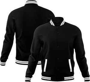 High Quality Men's Varsity Jackets Thin <b>Stand</b> Collar Light <b>Weight</b> Winter Wool Body Leather Sleeve Best Design Plain Fabric Front - Product Image 3