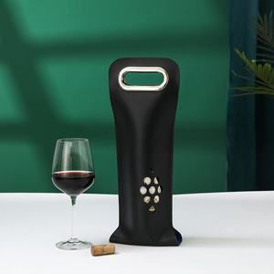 Boîte cadeau portable pour vin rouge, simple ou double fenêtre, en papier kraft avec poignée, doublure en éponge, matériaux recyclés, boîte à vin avec logo personnalisé - Product Image 2