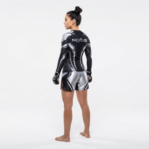Conjunto de Rash Guard de Manga Larga para Mujer Motion, Shorts de Lucha MMA, Estampado por Sublimación, Ajustado, Transpirable, Ropa Deportiva - Product Image 6