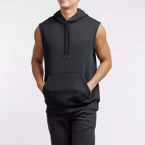 Sudadera con Capucha sin Mangas para Hombre, 100% Algodón, Felpa Francesa, Color Sólido, Corte Regular Informal, Diseño con Bolsillos, Ropa de Otoño - Product Image 6