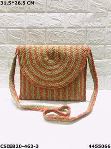 Bolso bandolera de yute con cremallera, elegante y moderno para mujer - Product Image 3