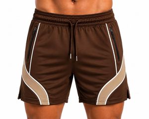 Pantalones Cortos Deportivos para Hombre, Ecológicos, Color Negro Grisáceo, de Secado Rápido, con Cordón Ajustable, Cintura Media, con Bolsillos con Cremallera, Ropa Deportiva - Product Image 3