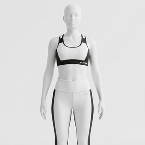 Ensemble de sport pour femmes, soutien-gorge de sport blanc et noir, leggings taille haute, ensemble de yoga, tenue de fitness, vêtements de sport - Product Image 1