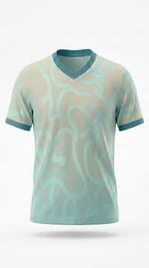 T-shirt à manches courtes pour homme, col en V, avec motif abstrait, respirant, en polyester tricoté, vêtements décontractés - Product Image 6