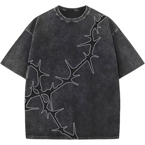 Camiseta Oversize para Hombre, Estampada en Serigrafía, 220g, Algodón Ecológico Grueso, Hombros Caídos, Estilo Urbano - Product Image 1
