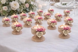 Wood Tea Light Holder <b>Set</b> Round Handmade <b>Candle</b> Holder for Home Decoration - Product Image 1