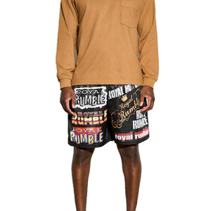 Royal Rumble bedruckte Boardshorts, mittlere Taille, elastisch, atmungsaktiv, lässiger Stil, 100 % Polyester, kurze Länge - Product Image 1