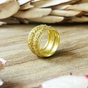 Trendy Design <b>Boho</b> Floral Band <b>Boho</b> Brass <b>Ring</b> for Women 18k Gold Plated Vintage Wide Filigree <b>Ring</b> for Wholesale/OEM/ODM - Product Image 1