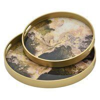 Plateau rond en bois Meena fait main, design Meenakari, durable, classique, plateau de mariage - H a CRAFT Modèle HAC-1215 - Product Image 2
