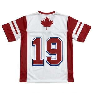 Camiseta de Fútbol de Canadá Unisex Blanca y Roja 100% Poliéster Malla Transpirable Cuello en V Manga Corta para Verano - Product Image 3