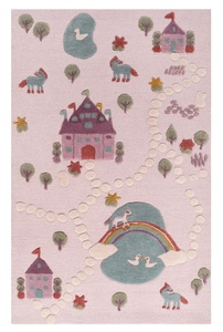 Tapis décoratif touffeté rectangulaire rose pastel motif nuages arc-en-ciel, tapis de sol rembourré en polyester pour chambre à coucher - Product Image 3