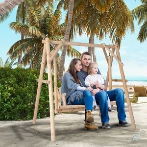 Heavy Duty Wooden Patio <b>Swing</b> <b>Frame</b> with Reinforced Bars Durable Outdoor Furniture - Product Image 6