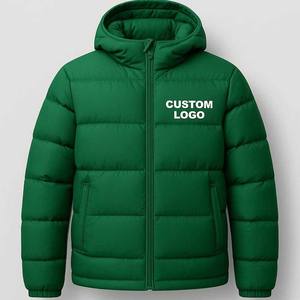 Fabricante de Ropa Personalizada, Chaqueta Acolchada Verde de Invierno para Hombre con Capucha, Logotipo Personalizado y Tela de Poliéster/Nailon - Product Image 1