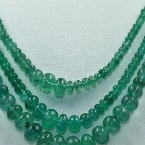 New Arrival Handmade 3 Strands Emerald Smooth Rondelle Necklace 7mm Zambian Emerald <b>Stone</b> <b>Beads</b> - Product Image 1