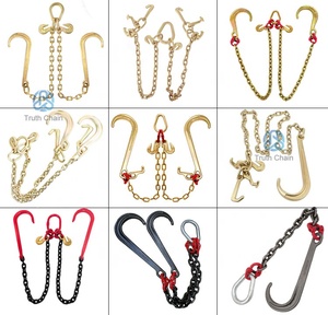 Precio barato G70 Cadenas de arrastre de seguridad para automóviles de acero Cadena de remolque de camiones Brida tipo V con gancho <span class=keywords><strong>R</strong></span> T Mini J - Product Image 3