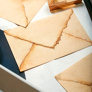 Sobre marrón de papel de algodón artístico hecho a mano con logotipo personalizado al por mayor, sobres ecológicos con bordes de cubierta, carta de invitación de negocios - Product Image 3