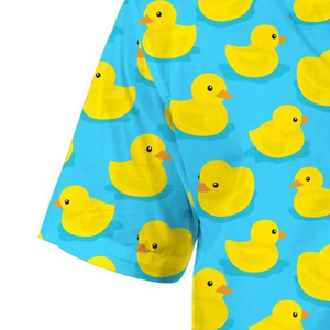 เสื้อฮาวาย Aloha Beach Shirt สีน้ำเงินลายยางเป่าลมรูปเป็ด สำหรับผู้ชาย เสื้อฮาวายลำลองติดกระดุม แขนสั้น เสื้อฮาวายตลกๆ สำหรับผู้ชาย - Product Image 4