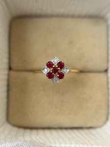 Bague vintage en rubis, coupe ronde, argent sterling 925, plaqué or 14 carats, rubis rouge, bague de fiançailles, de mariage, pierre de naissance - Product Image 3