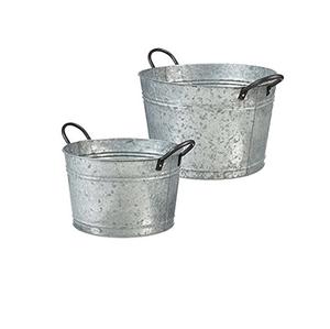 Jardinière en métal galvanisé de style vintage pour jardin, patio, balcon, jardinière décorative avec poignée en corde - Product Image 4