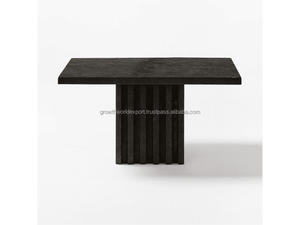 Premium Round <b>Dining</b> <b>Table</b> with Ribbed Pedestal Base Solid Wood Core & Oak Veneer Top Mid-Century Modern <b>Dining</b> Furniture OEM - Product Image 3