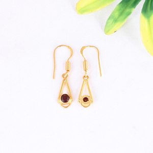 Natural <b>Garnet</b> Gemstone 925 Sterling Silver Minimalist Drop <b>Earring</b> for Women - Product Image 4