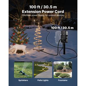 Multipresa da Esterno con Cavo di Prolunga da 30 Metri, Telecomando, Timer Crepuscolare, Copertura Impermeabile e Picchetto per Uso Esterno - Product Image 4