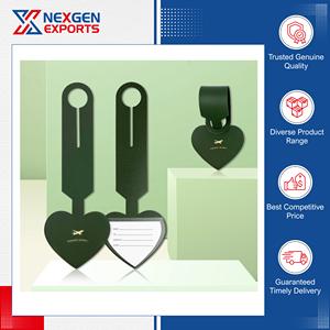 Venta exclusiva de etiquetas de equipaje de cuero PU de excelente calidad, elegantes, personalizadas en tamaño y diseño, con tarjeta de identificación con nombre, origen India. - Product Image 2