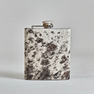 Classic Cowhide Flask With Stainless Steel Cap Fashionable Leather Accessory - Product Image 1