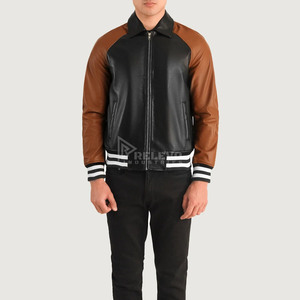 Chaqueta de cuero genuino estilo vintage marrón y negro con efecto desgastado para hombre, venta al por mayor, stock de fábrica, chaquetas de cuero personalizadas listas para entrega. - Product Image 4