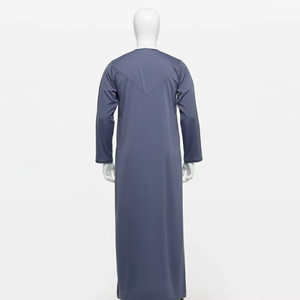 Wholesale Premium Cotton Stand Collar Modest <b>Men's</b> Loose Fit <b>Thobe</b> Islamic Eid Plus Size Floor Length Short Sleeve Quick Dry - Product Image 3