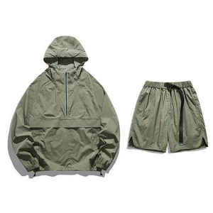 Conjunto Deportivo Corto de Nylon Ligero para Hombre, de Alta Calidad y Tendencia 2026, con Sudadera con Cremallera y Pantalones Cortos, Cortavientos - Product Image 6