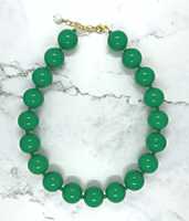 Kalung Manik-manik Resin Hijau dengan Pengait Buatan Tangan Bentuk Hati Perhiasan Wanita Model MNE-733 dari MN EXPORTS untuk Pesta Pernikahan.