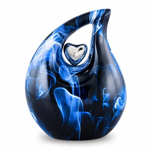 Blue Tear Drop Cremation Urn Heart <b>Memorial</b> <b>Keepsake</b> Urn 220 Cubic Inch Metal Ashes Cremation Urn Custom Design - Product Image 6