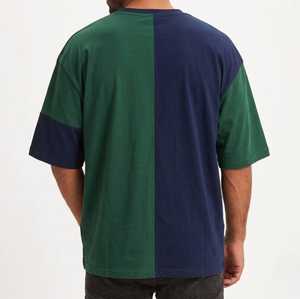 Nouveau design T-shirt streetwear oversize bicolore pour homme en coton premium, coupe décontractée, style urbain, idéal pour l'été - Product Image 2