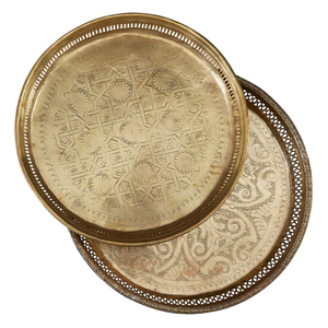 Bandeja de Servir Marroquí Hecha a Mano, Plateada, Redonda, Decorativa, con Asas, Accesorio Decorativo para Cocina y Hogar, en Oferta - Product Image 6