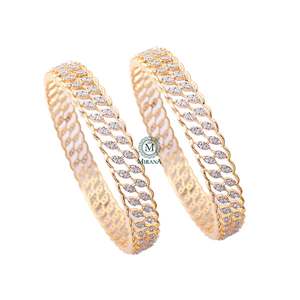 18K Gold Plated CZ Number Bangles-Trendy Chain Link Bracelets - Product Image 2