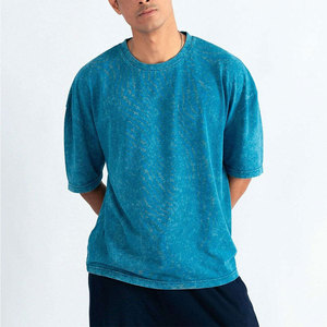 เสื้อยืดผู้ชายทรงโอเวอร์ไซส์ วินเทจ ล้างสีแบบแอซิดวอช ผ้าฝ้ายลำลอง สไตล์สตรีทแวร์ - Product Image 1